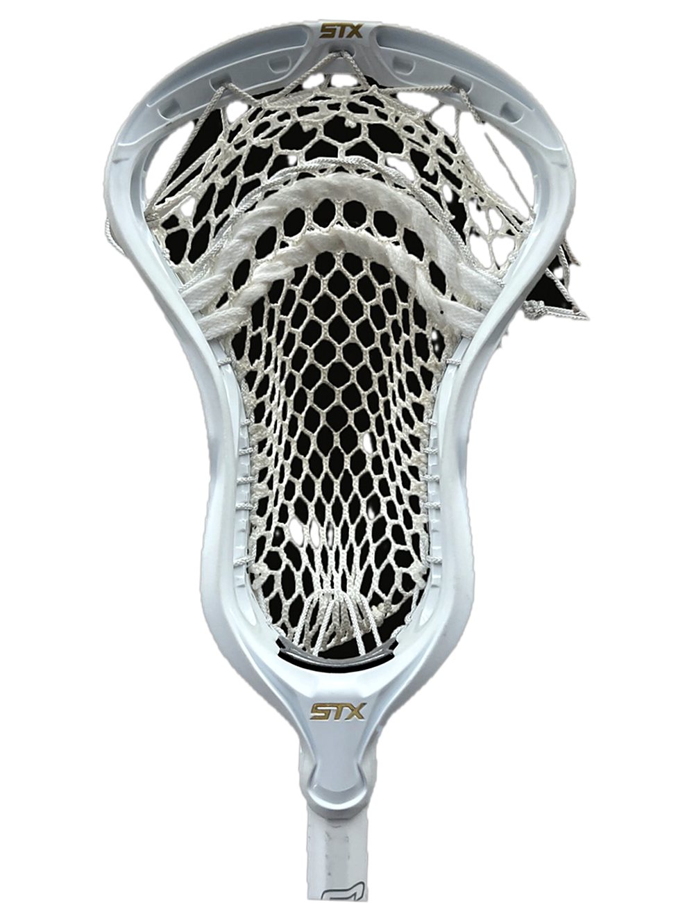 White STX field head with a white modern-mesh pocket and a defined central channel